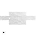 White rectangular tiles in a staggered brick pattern on a white background, with a small pg logo bottom-left.